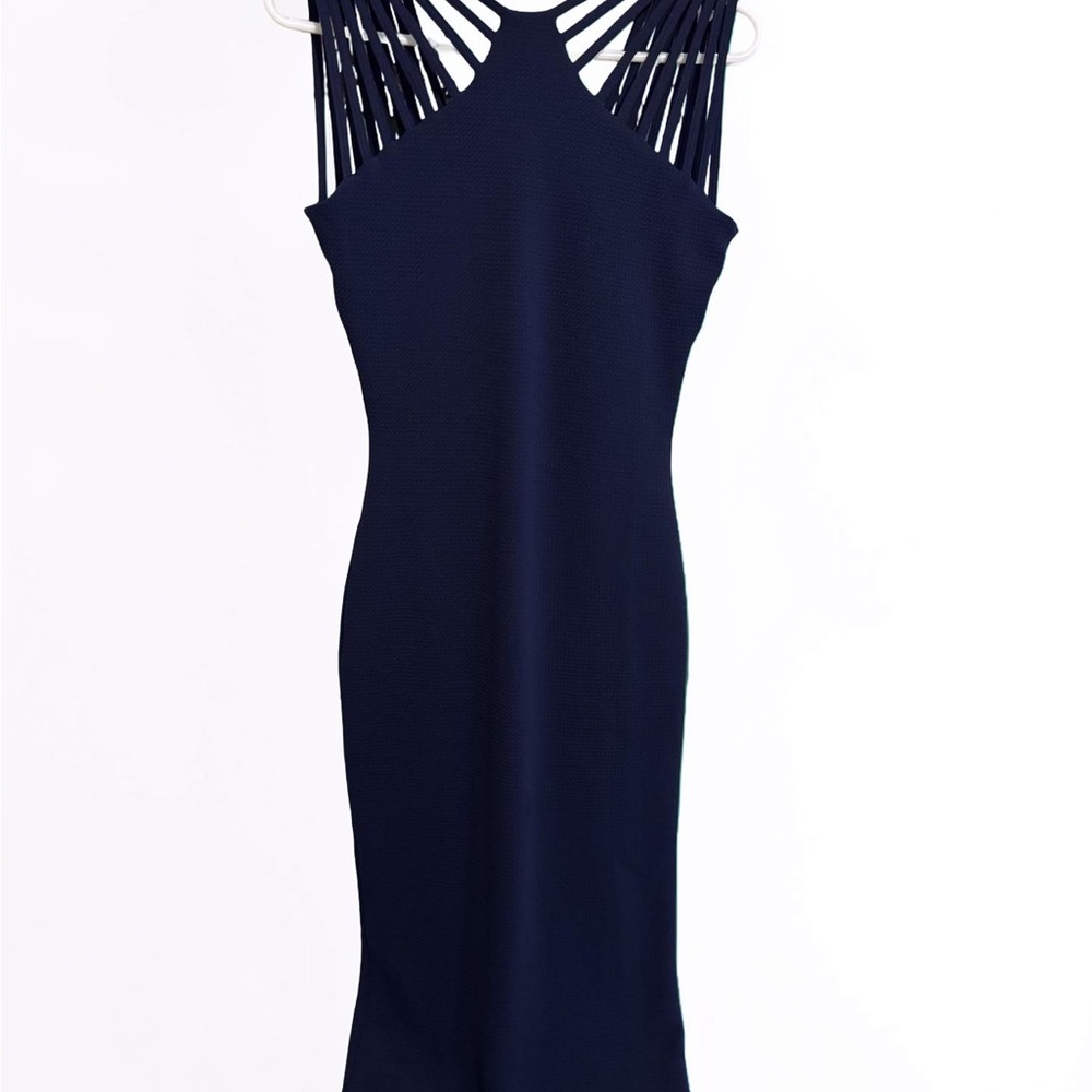 Dress the Population Navy Strappy Halter Midi Dress size small
